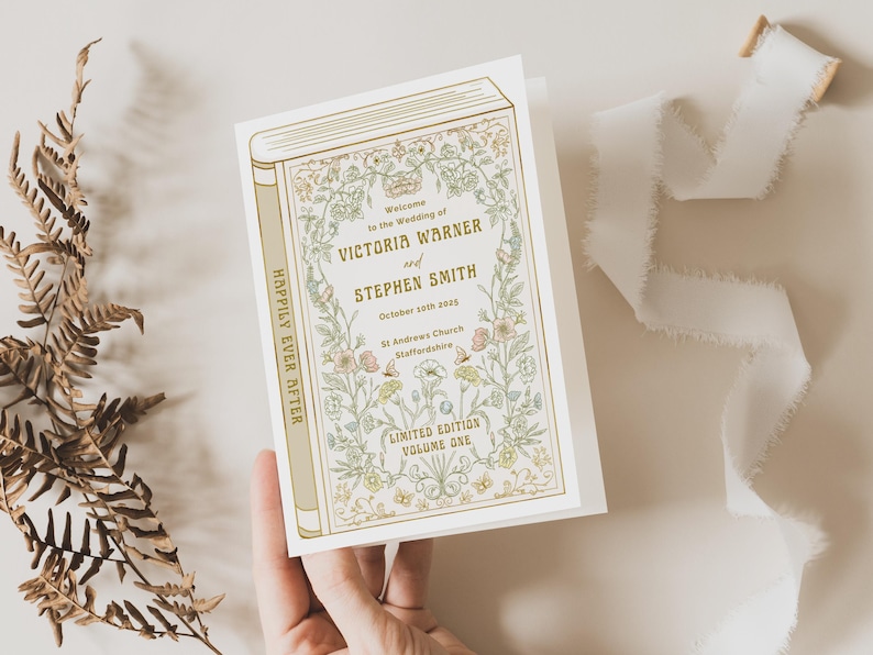 order of service in the style of a vintage book cover
