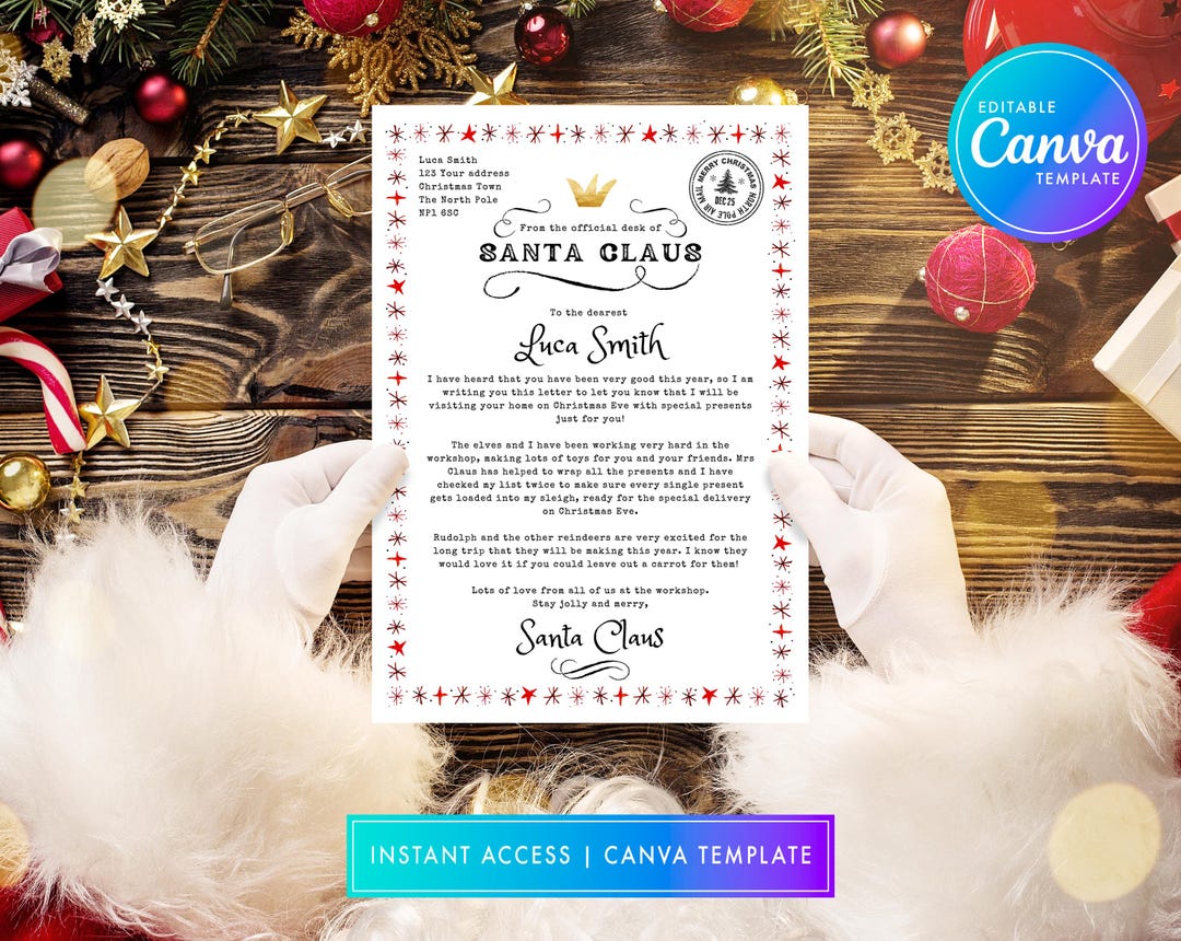 Instant Download Editable Santa Letter and Nice List Certificate ...