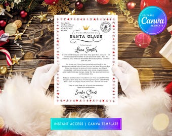 Instant Download Editable Santa Letter and Nice List Certificate ...