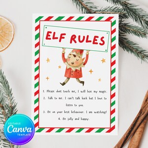 Editable Elf Rules, Official Elf Rules, Christmas Elf, Elf Arrival, Rules to follow, Magic Elf, Printable Template, Instant Download