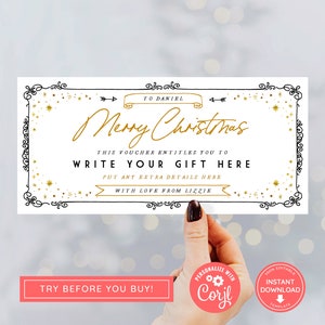 Editable Christmas Gift Voucher, Event Ticket, Print at home Christmas Voucher, Digital Gift Voucher, Surprise Ticket, Last Minute Gift