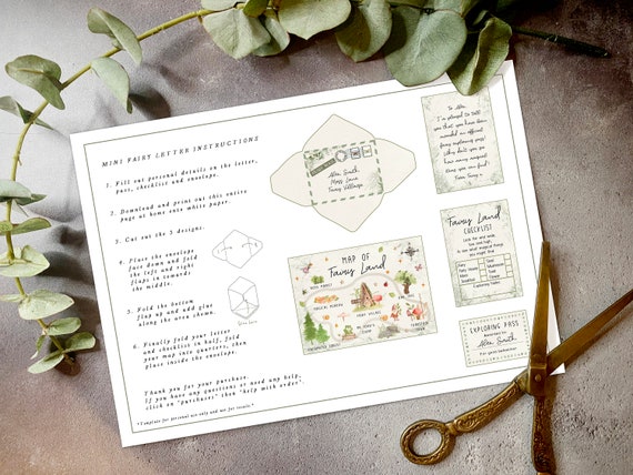 Printable Mini Fairy Land Letter Set With Envelope, Fairy Land Map