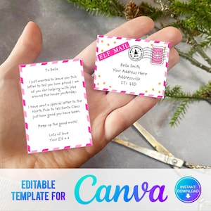 Sobre para cartas de elfo en miniatura de color rosa para imprimir en Canva, Hola de tu elfo, Imprimibles de elfos, Carta de un elfo, Carta de despedida de un elfo, Descarga instantánea
