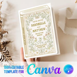 Couverture de livre en toile Faire-part de mariage, Pour toujours, Histoire d'amour, Livre de mariage, Modèle modifiable, Faire-part de mariage, Art nouveau