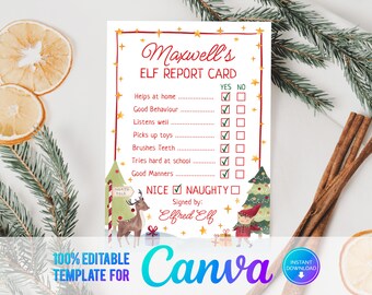 Canva Editable Elf Report Card, Official Elf Report, Christmas Elf, Printable, Personalised Official Report Card, North Pole, Template
