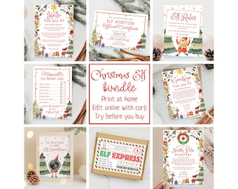 Christmas Elf Printable Bundle, Elf Hello, Elf Adoption, Elf Cam, Goodbye from your elf, Elf Mail, Elf Printable, Editable Template