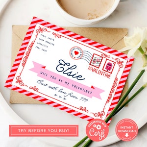 Bearbeitbare Valentinstagskarte, Valentinstagsdruck zu Hause, Geschenk für sie, Geschenk für ihn, Telegramm, bearbeitbare Valentinstagskarte, Kinder
