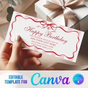 Canva bearbeitbares Event Geburtstagsticket, Print zu Hause Geburtstagsgutschein, Digitaler Geschenkgutschein, Überraschungsticket, Pink Geburtstag, Geschenk für Sie