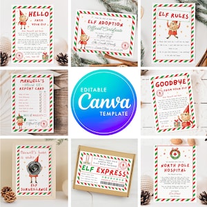 Pacote de impressão de elfos de Natal, Olá elfo, Adoção de elfos, Câmera de elfos, Adeus do seu elfo, Correio de elfos, imprimir em casa, Modelo editável do Canva