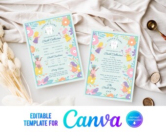 Canva, Printable Tooth Fairy Blue, receipt and fairy letter, Instant Download, Editable tooth fairy,  Pastel Tooth Fairy Letter, Certificate