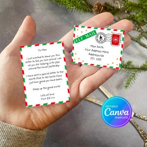 Mini Carta de Elfo Imprimible con sobre, Hola de tu Elfo, Imprimibles de Elfos, Carta de Elfo, Carta de Adiós de Elfos, Descarga Instantánea