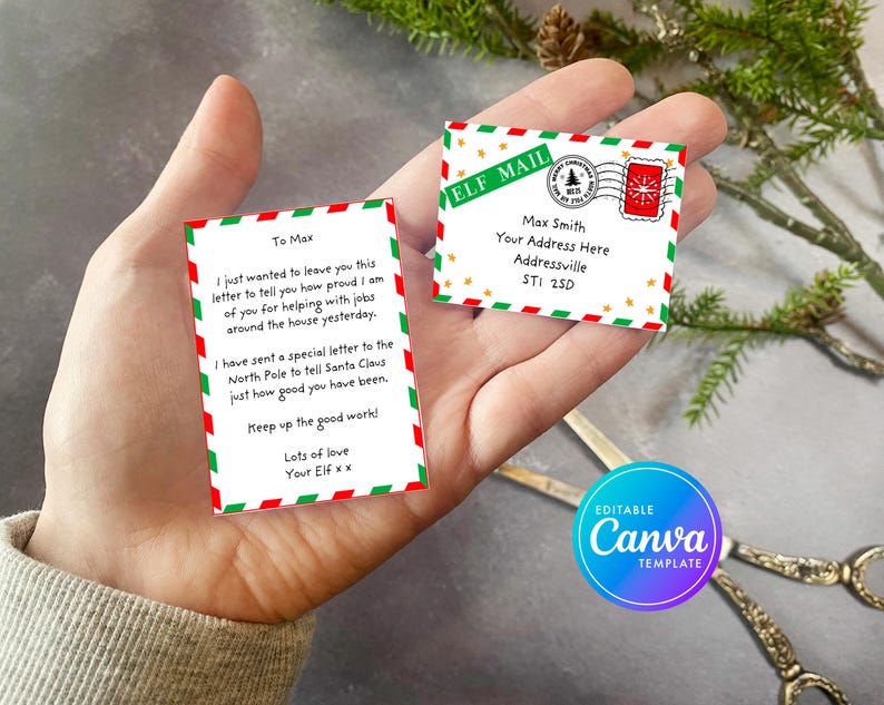 Elf Address Printable Mini Elf Letter With Envelope, Hello From Your Elf, Elf ...