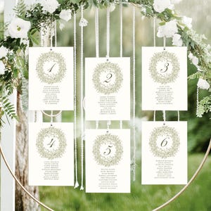 Canva Greenery Wedding Seating Chart Card, Floral Hanging Table Plan, French toile, Elegant Wedding Template, Sage Green, vintage style, CG