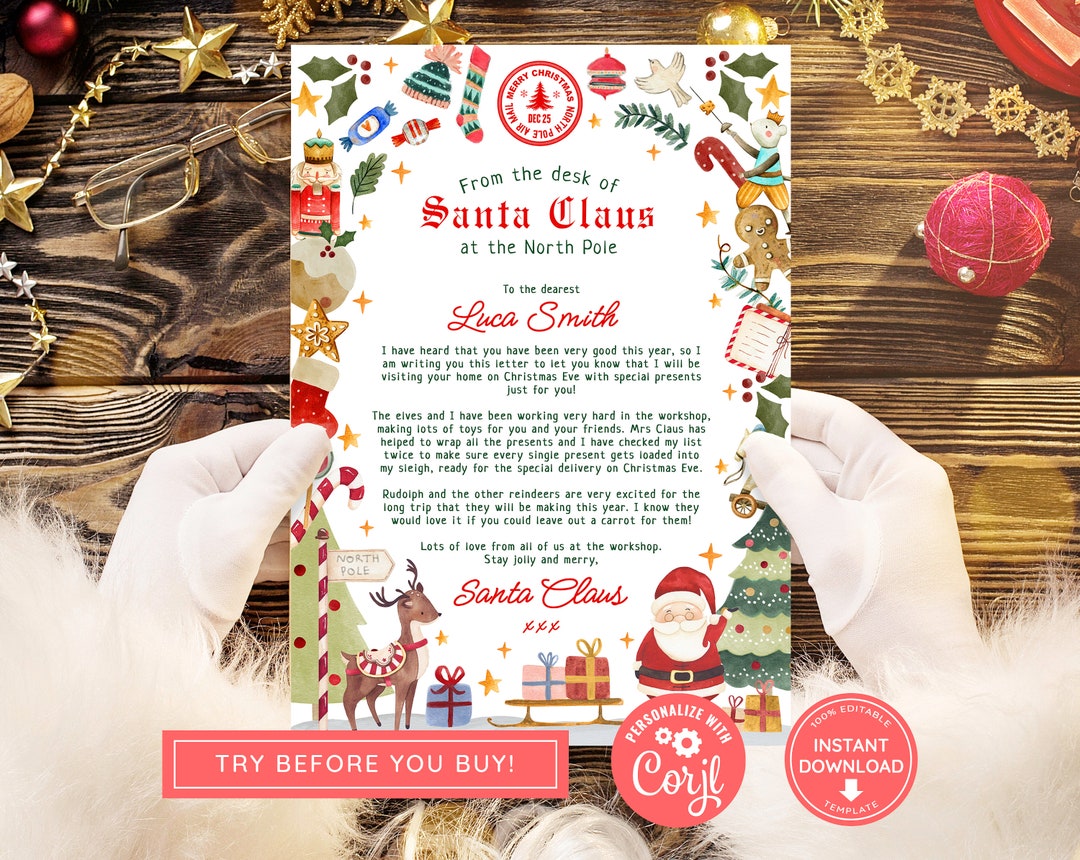 Instant Download Editable Santa Letter and Nice List Certificate ...