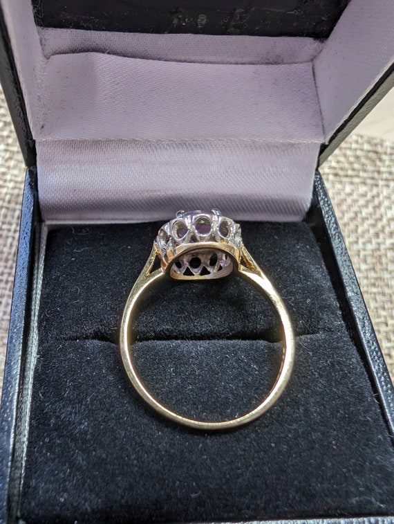 Vintage 9ct Gold Amethyst and Diamond Ring 1990's - image 4