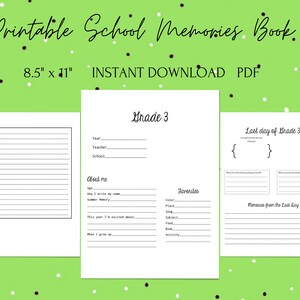 School Memories Printable Book