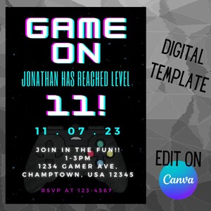 GAME ON! | Birthday Invitation | Digital Template | Gamer
