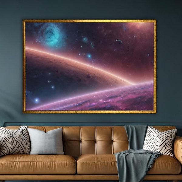 Art mural sur toile de paysage de galaxie, peinture de nébuleuse spatiale, décor céleste, œuvre d’art astronomique