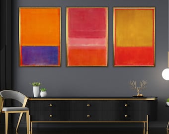 Art mural contemporain en toile, ensemble de 3 estampes Mark Rothko, décor d’art abstrait, décoration intérieure moderne