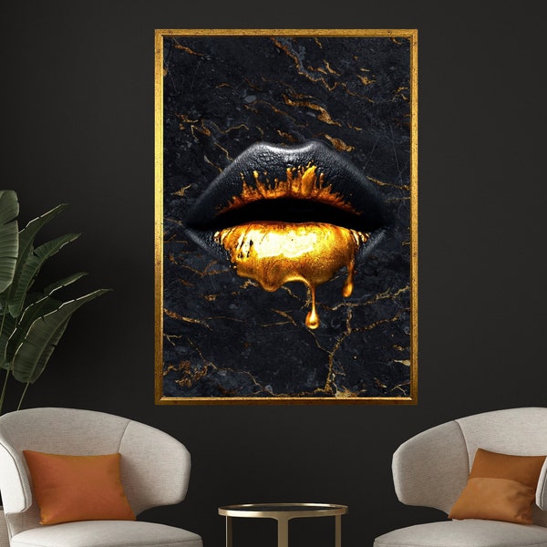 Lip Canvas Art Print, Glamorous Lips Wall Decor, Fashion Forward Home Decoration, Unique Lipstick Design, Trendy Wall Art