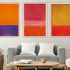 Art mural contemporain en toile, ensemble de 3 estampes Mark Rothko, décor dart abstrait, décoration intérieure moderne image 2