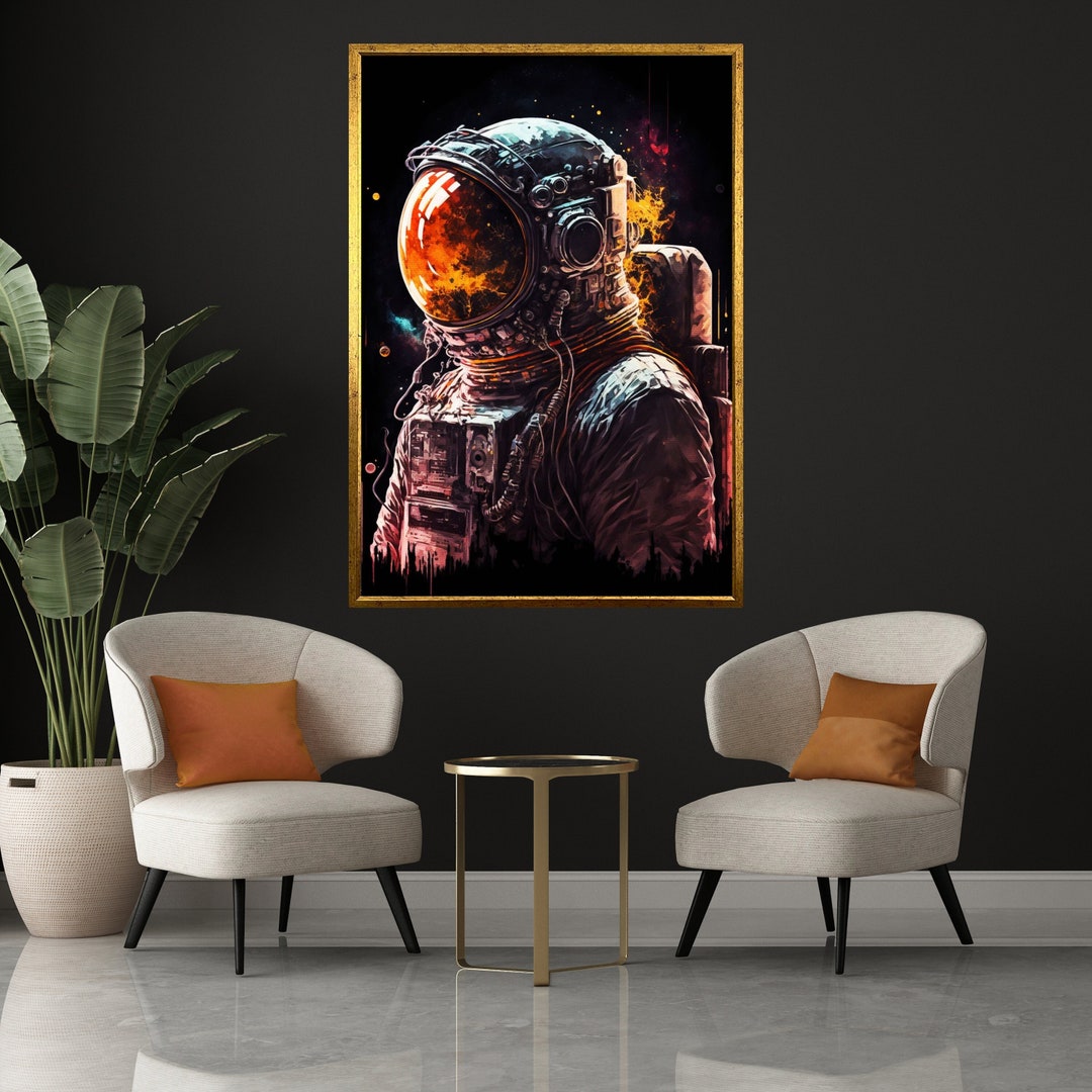 Astronaut Wall Art Canvas, Space Themed Decor, Modern Home Decor ...
