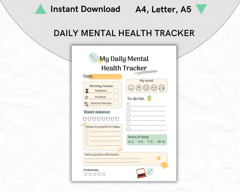 Daily Mental Health Tracker Printable Journal for Mental - Etsy