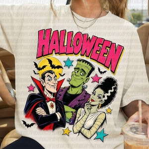 Classic Halloween Vampire, Monster And Bride PNG | Trendy Halloween Graphic Png | Trick Or Treat Png | Spooky Season Png | Spooky Vibes Png