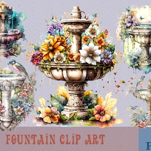 Waterfall Fountain Clip Art PNG, Sublimation PNG Printable, Fountain png, PNG Bundle, png files, Birds Clipart, Waterfall Png, Flower Png