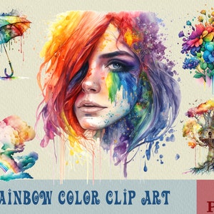 Rainbow Color Scenes Clipart Bundle, Rainbow Clouds Png, Rainbow Clipart, Sublimation PNG Printable, PNG Bundle, png files, clipart bundle