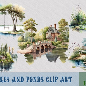 Lake And Pond Clipart Bundle, Lake Png, Lake Clipart, Sublimation PNG Printable, PNG Bundle, png files, clipart bundle
