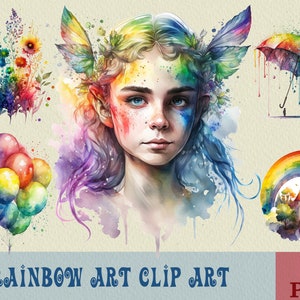 Rainbow Art Scenes Clipart Bundle, Rainbow Clouds Png, Rainbow Clipart, Sublimation PNG Printable, PNG Bundle, png files, clipart bundle