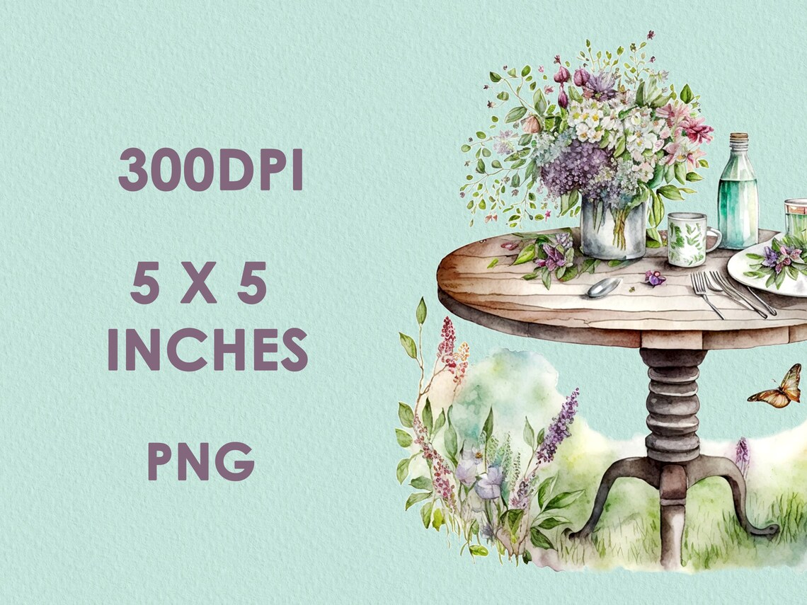 Spring Time Table Picnic Clipart Bundle, Spring House Garden Clipart ...