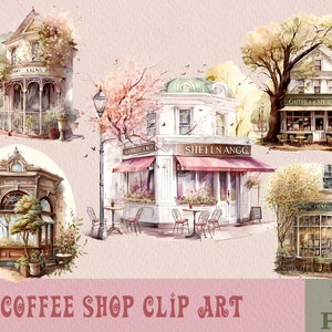 Coffee Shop Clipart Bundle, Coffee Shop Watercolor Png, Coffee Clipart, Sublimation PNG Printable, PNG Bundle, png files, clipart bundle