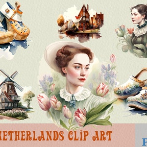Países Bajos Holanda acuarela Clip Art PNG, sublimación PNG imprimible, casa png, paquete PNG, archivos png, imágenes prediseñadas de pueblo, ciudad png