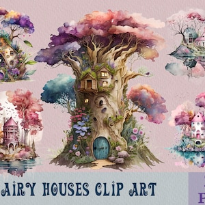 Fairy Houses Clipart Bundle, Fairy House Png, Fairy Home Clipart, Sublimation PNG Printable, PNG Bundle, png files, clipart bundle
