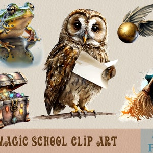 Magische Schule Clipart Bundle, Eule Clipart, magische Clipart, magische Objekte png, Sublimation PNG bedruckbar, PNG Bundle, Clip Art Bundle