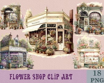 Akvarell blomsterbutik clipart paket, blomsterbutik png, blomclipart, sublimering PNG utskrivbar, PNG-paket, png-filer, clipart-paket