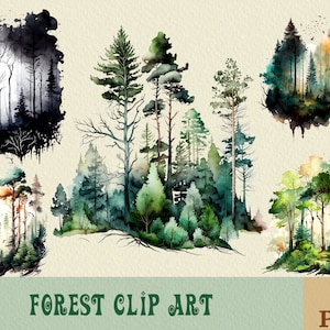 Forest Landscape Clipart Bundle, Forest Clipart, Misty Landscape Forest Clipart, Sublimation PNG Printable, PNG Bundle, clip art bundle