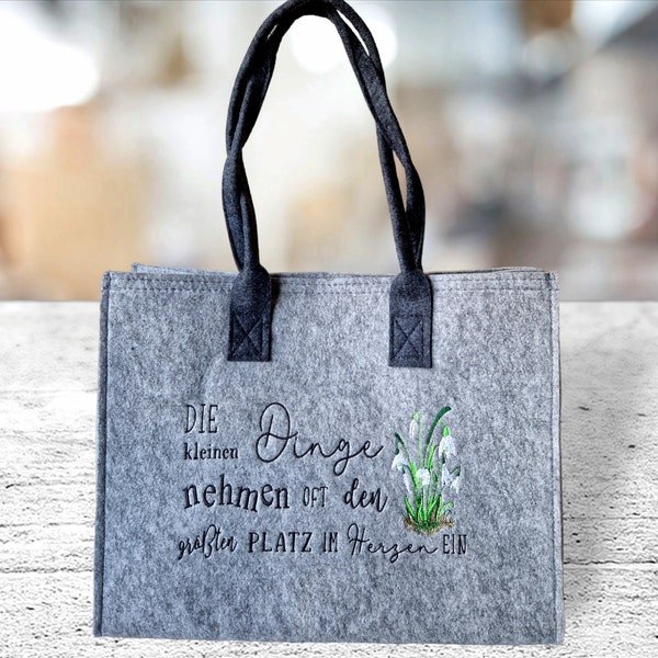 Filzshopper "Spruch mit Blumen" Tragetasche Shopping Muttertagsgeschenk