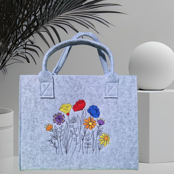 Filztasche Handlich Blumenwiese Shopper Handtasche