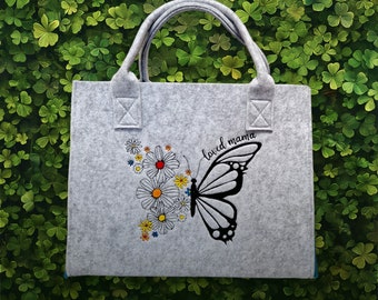 Filztasche Frühling Schmetterling Shopper Blumen Einkaufstasche Muttertagsgeschenk