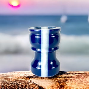 Handmade Christmas Gift For Him Blue Resin Striped Shaving Brush 26mm 2 Band Badger Knot Extra Dense Synthetic Handle Bulb Shape