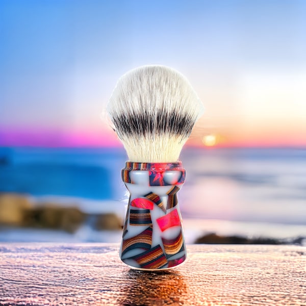 Christmas Gift For Him Vibrant Color-Block Shaving Brush Wet Shave 26mm Badger Knot Synthetic Knot Bulb Tuxedo Shape Builder Unique Design