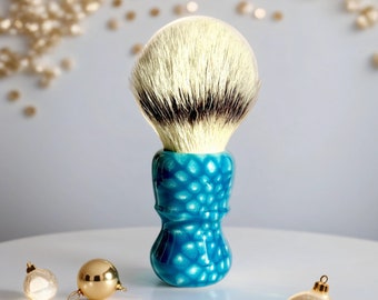 26mm Blue Resin Shaving Brush Handle Handmade Unique Gift For Him Wet Shave Tool For Modern Men Personalized Shaving Accessory