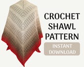 Triangle Crochet Shawl Pattern PDF – Easy Beginner Wrap – Polka Stitch Scarf – Instant Download – DIY Crochet Shawl Tutorial