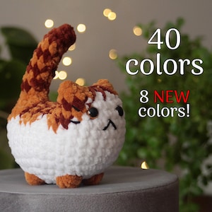 Jouet en peluche de chat au crochet Peluche de chat Amigurumi Chubby chonky smoking calico ginger tabby tortie chaton doux noir Cadeau animal en peluche fait à la main
