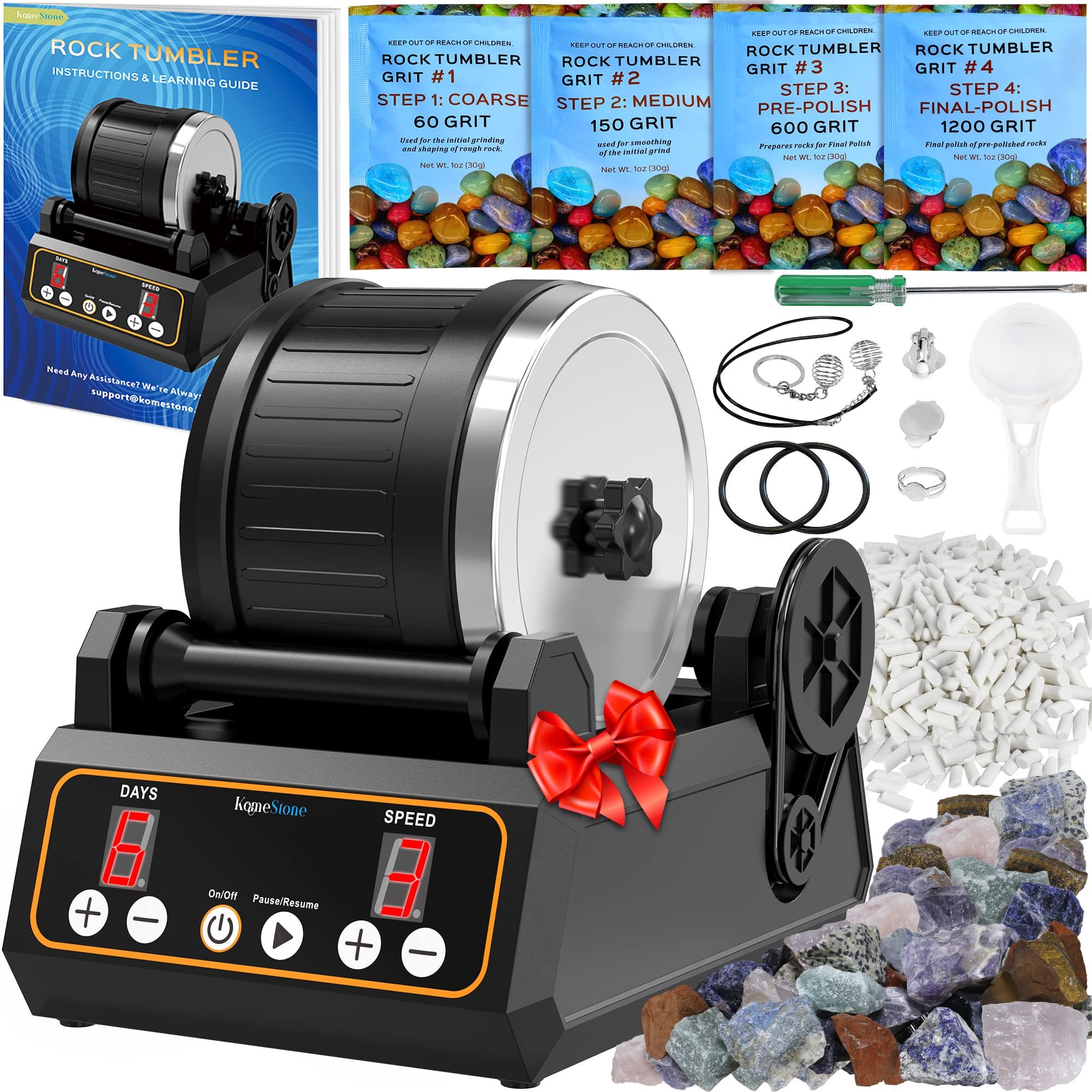 KomeStone Rock Tumbler Grits Kit, 8 Bags, Compatible with Any Rocks and  Rock Tumblers