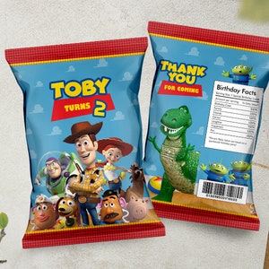 Toy Story Chip Bag / Woody Party Bag / Buzz Favor Bag / Jessie Chip Pouch / Toy Story Goodie Bag Label / Toy Story Aliens Chip Bag