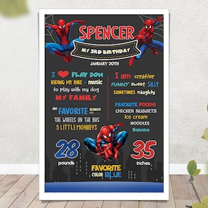 Lavagna Spiderman / Tavola miliare di Spiderman / Lavagna compleanno supereroe / Cartello compleanno bambini / Lavagna festa compleanno ragazzo